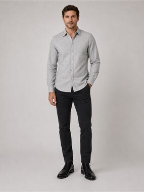 Thomas Dean Gray Flannel Button Down Shirt | Size L
